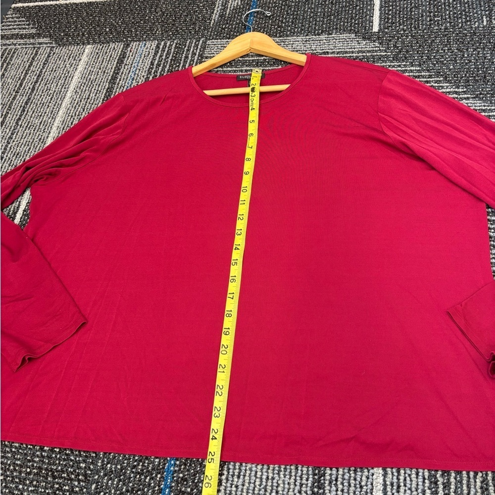 Eileen Fisher 3X Silk Maroon Long Sleeve Top - Picture 7 of 8